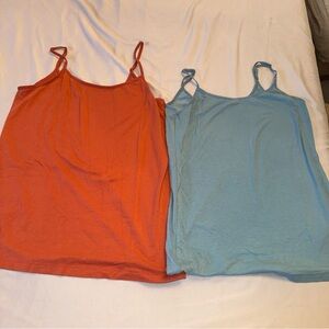 Time and Tru Women's Double Camisole Set - Coral & Light Blue